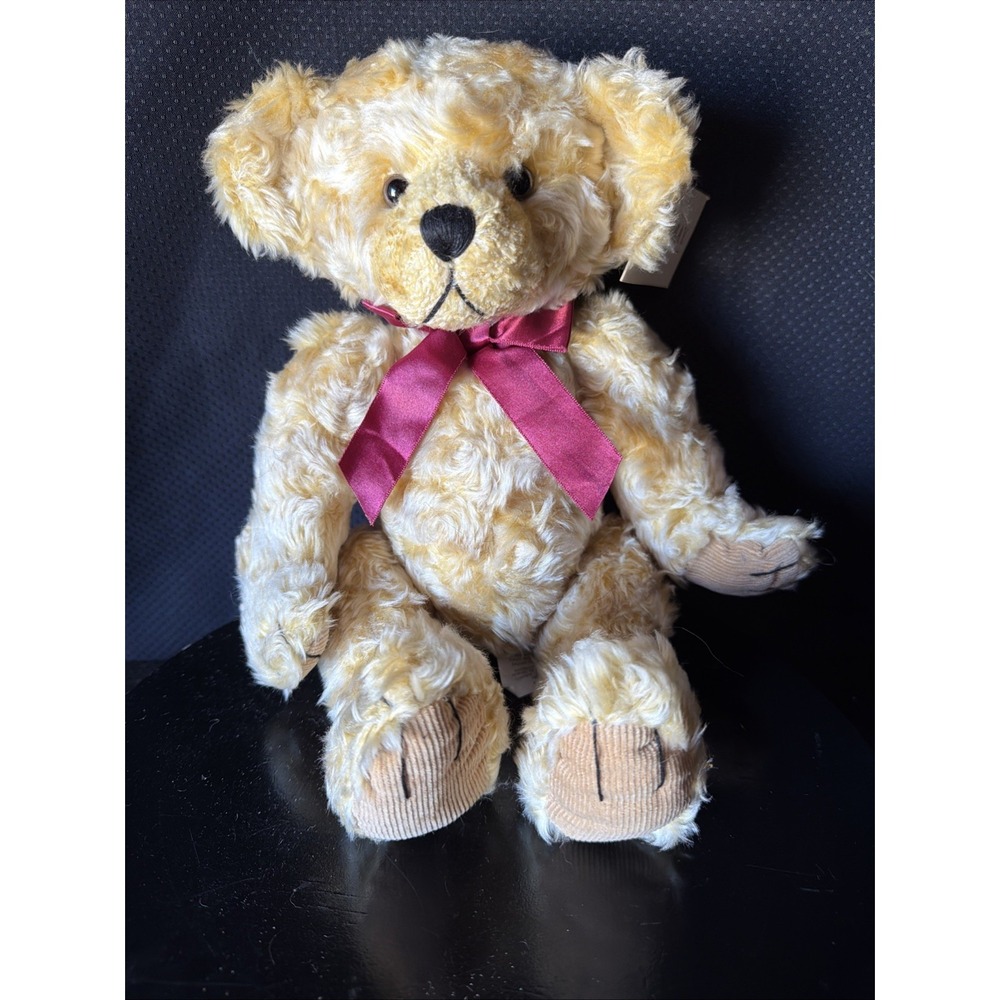 Stanley‎ Bombay Plush Bear Burgundy Bow 14"